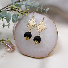 Load image into Gallery viewer, Recycled Glass Radiant earring - Black