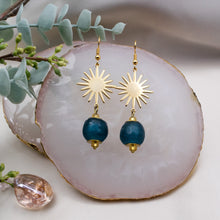 Load image into Gallery viewer, Recycled Glass Radiant earring - Teal