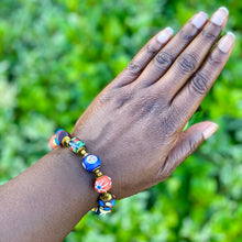 Load image into Gallery viewer, Recycled Glass Round Hand Painted Bracelet