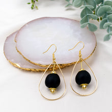 Load image into Gallery viewer, Recycled Glass Teardrop earring - Black
