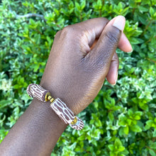 Load image into Gallery viewer, Recycled Glass Pink & Mauve Hand Painted Bracelet