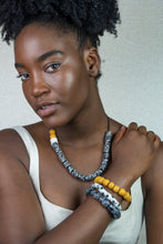 Load image into Gallery viewer, Recycled Glass Hand painted adjustable necklace - Black & White