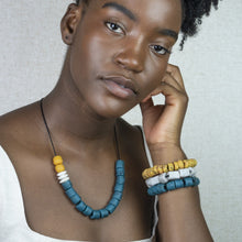 Load image into Gallery viewer, Recycled Glass Colour pop adjustable necklace - Green & White