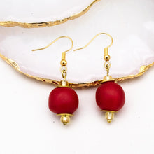 Load image into Gallery viewer, Recycled Glass Swing earring - Red (Silver or Gold)