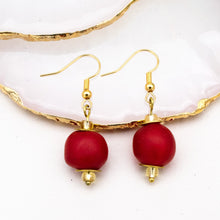 Load image into Gallery viewer, Recycled Glass Swing earring - Red (Silver or Gold)