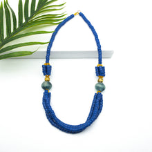 Load image into Gallery viewer, Recycled Glass 'Knot Your Average' necklace - Cobalt