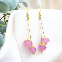 Load image into Gallery viewer, Recycled Glass Double drop earring - Pink Tourmaline