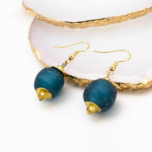 Load image into Gallery viewer, Recycled Glass Swing earring - Teal (Silver or Gold)