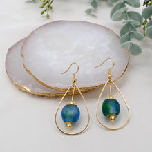 Load image into Gallery viewer, Recycled Glass Teardrop earring - Ocean