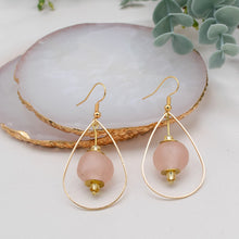 Load image into Gallery viewer, Recycled Glass Teardrop earring - Blush Pink (Silver or Gold)