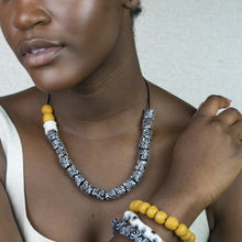 Load image into Gallery viewer, Recycled Glass Hand painted adjustable necklace - Black & White