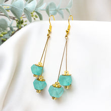 Load image into Gallery viewer, Recycled Glass Double drop earring - Alexandrite