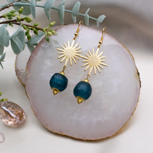 Load image into Gallery viewer, Recycled Glass Radiant earring - Teal