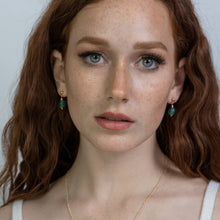 Load image into Gallery viewer, Recycled Glass Emerald Zodiac Birthstone Earrings (May) (Silver or Gold)