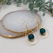 Load image into Gallery viewer, Recycled Glass Teardrop earring - Teal