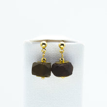 Load image into Gallery viewer, Recycled Glass Brown Garnet Zodiac Birthstone Earrings (January) (Silver or Gold)
