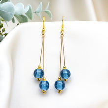 Load image into Gallery viewer, Recycled Glass Double drop earring - Blue Topaz