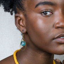 Load image into Gallery viewer, Recycled Glass Teardrop earring - Ocean