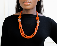 Load image into Gallery viewer, Recycled Glass 'Knot Your Average' necklace - Orange