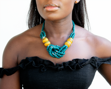 Load image into Gallery viewer, Recycled Glass 'Knot Your Average' necklace - Teal