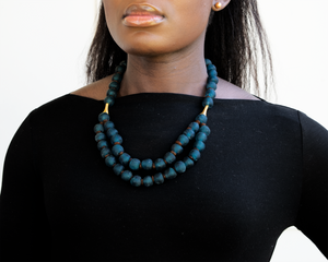 Recycled Glass Medium 'Rise and Shine' necklace - Teal