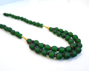 Recycled Glass Long 'Rise and Shine' necklace - Forest Green