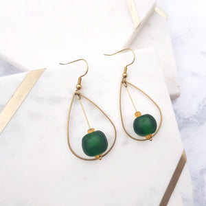 (Wholesale) Teardrop earring - Forest Green