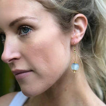 Load image into Gallery viewer, Recycled Glass Teardrop earring - Sky Blue (Silver or Gold)
