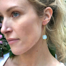 Load image into Gallery viewer, Recycled Glass Teardrop earring - Ice Blue (Silver or Gold)
