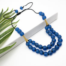 Load image into Gallery viewer, Recycled Glass &#39;Rise and Shine&#39; Adjustable Necklace - Cobalt
