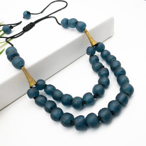 Recycled Glass 'Rise and Shine' Adjustable Necklace - Teal