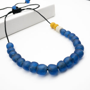 (Wholesale) Single Strand Adjustable Necklace - Cobalt