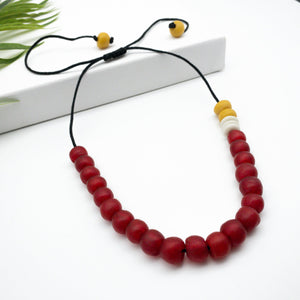 (Wholesale) Single Strand Adjustable Necklace - Red