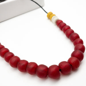 Recycled Glass Single Strand Adjustable Necklace - Red