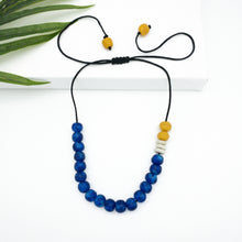 Load image into Gallery viewer, Recycled Glass Single Strand Adjustable Necklace - Cobalt Swirl

