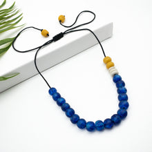 Load image into Gallery viewer, Recycled Glass Single Strand Adjustable Necklace - Cobalt Swirl

