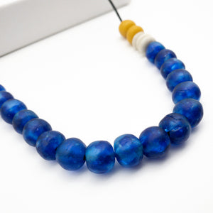 Recycled Glass Single Strand Adjustable Necklace - Cobalt Swirl