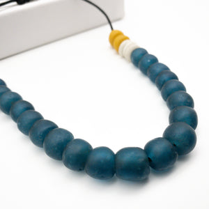 Recycled Glass Single Strand Adjustable Necklace - Teal