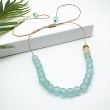 Load image into Gallery viewer, Recycled Glass Single Strand Adjustable Necklace - Ice Blue
