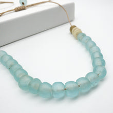 Load image into Gallery viewer, Recycled Glass Single Strand Adjustable Necklace - Ice Blue
