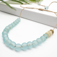 Load image into Gallery viewer, Recycled Glass Single Strand Adjustable Necklace - Ice Blue
