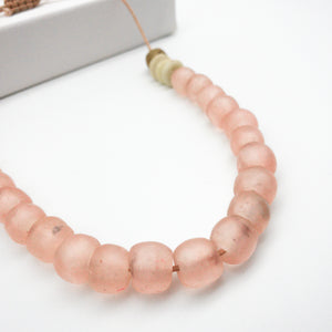 Recycled Glass Single Strand Adjustable Necklace - Blush Pink