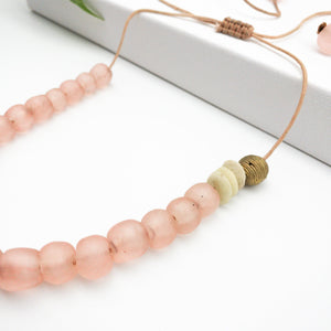 (Wholesale) Single Strand Adjustable Necklace - Blush Pink