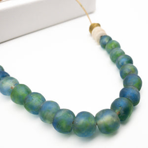 Recycled Glass Single Strand Adjustable Necklace - Ocean