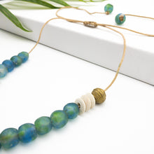 Load image into Gallery viewer, Recycled Glass Single Strand Adjustable Necklace - Ocean
