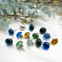 Load image into Gallery viewer, Recycled glass stud earring (7 colours avail)
