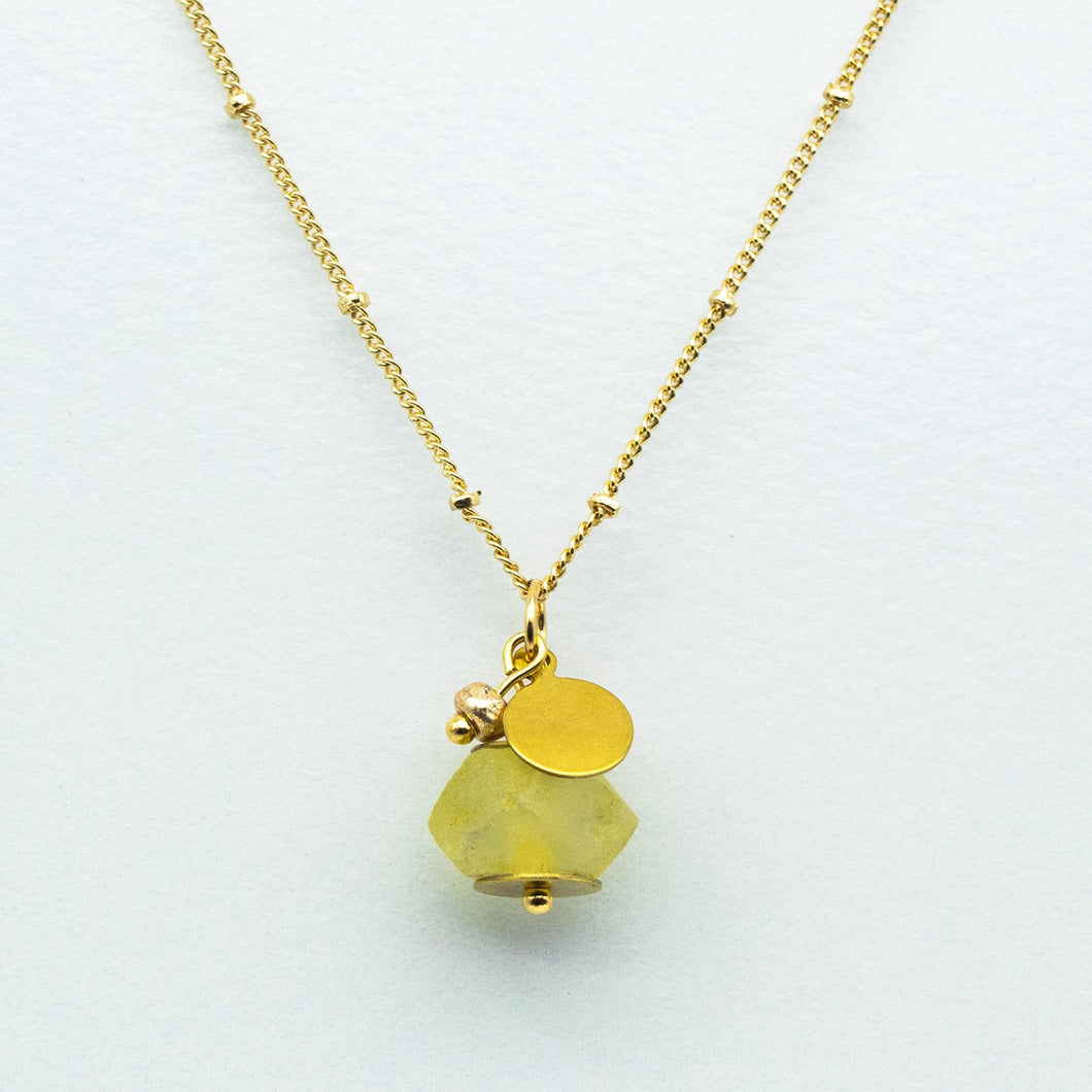 (Wholesale) Yellow Diamond Zodiac Birthstone Necklace (April)