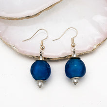 Load image into Gallery viewer, Recycled Glass Swing earring - Cobalt
