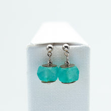 Load image into Gallery viewer, Recycled Glass Turquoise  Zodiac Birthstone Earrings (December)
