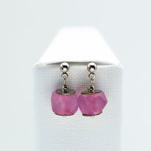 Recycled Glass Pink Tourmaline Zodiac Birthstone Earrings (October)